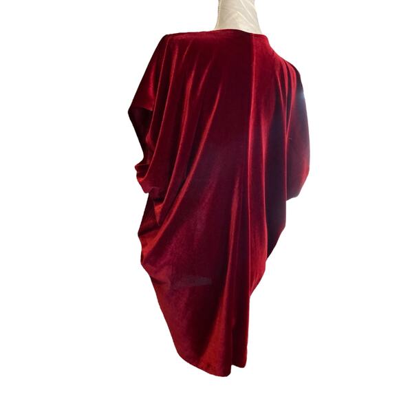 Lands End Red Velvet V Neck Batwing Sleeve Christmas Holiday Tunic Top Sz Large - Picture 13 of 14